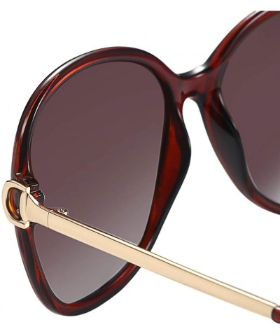 Oversized Oversized Sunglasses Big Large Women Square Wide Black Brown Retro Trendy - Brown - CA1938MWQMG $12.09