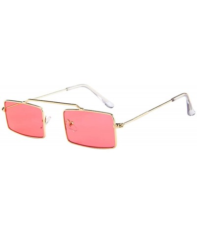 Square Man and Woman Vintage Slender Square Sunglasses-Retro Metal Frame Square Sunglasses Candy Colors - E - C1196UGT7IQ $15.50