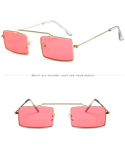 Square Man and Woman Vintage Slender Square Sunglasses-Retro Metal Frame Square Sunglasses Candy Colors - E - C1196UGT7IQ $9.13