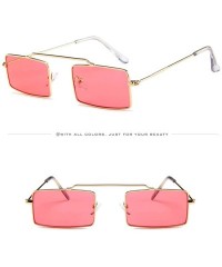 Square Man and Woman Vintage Slender Square Sunglasses-Retro Metal Frame Square Sunglasses Candy Colors - E - C1196UGT7IQ $16.13
