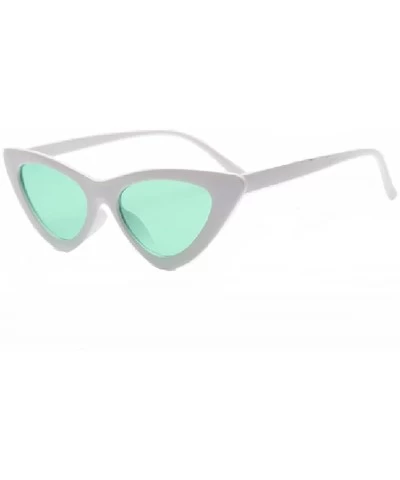 Cat Eye Cat Eyes Sunglasses for Women - Vintage Ladies Triangular Glasses Goggle - White/Green - CN18ET2ZLUK $19.84