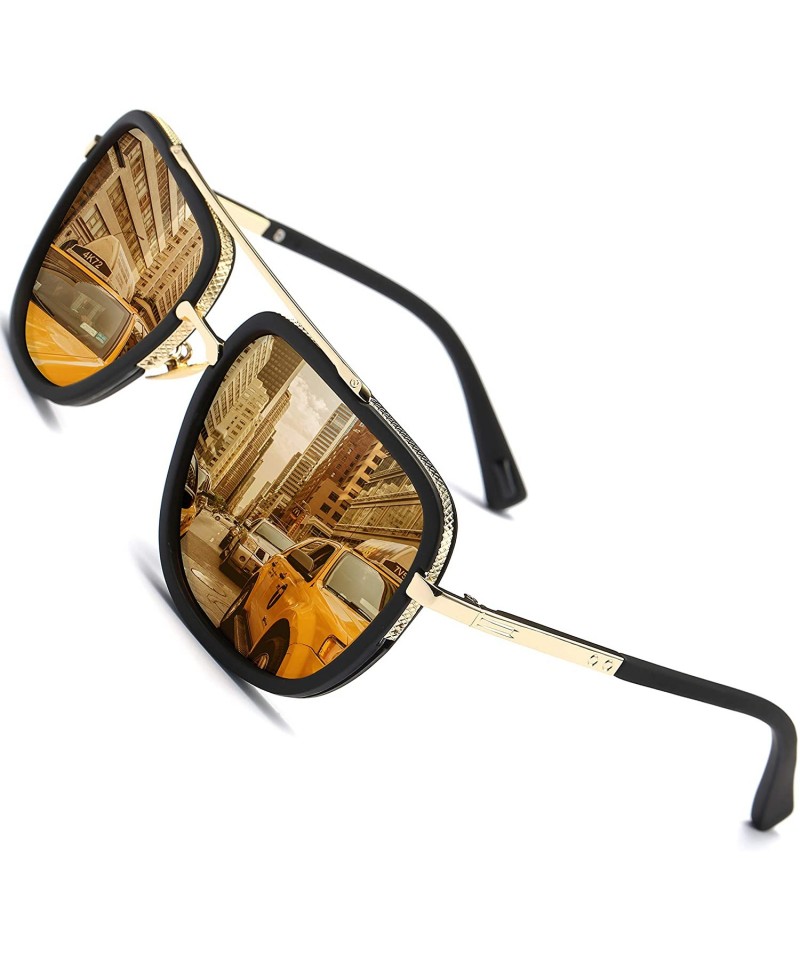 Aviator Fashion Oversized Polarized Sunglasses Square - Orange - C218AS4GHZC $12.52