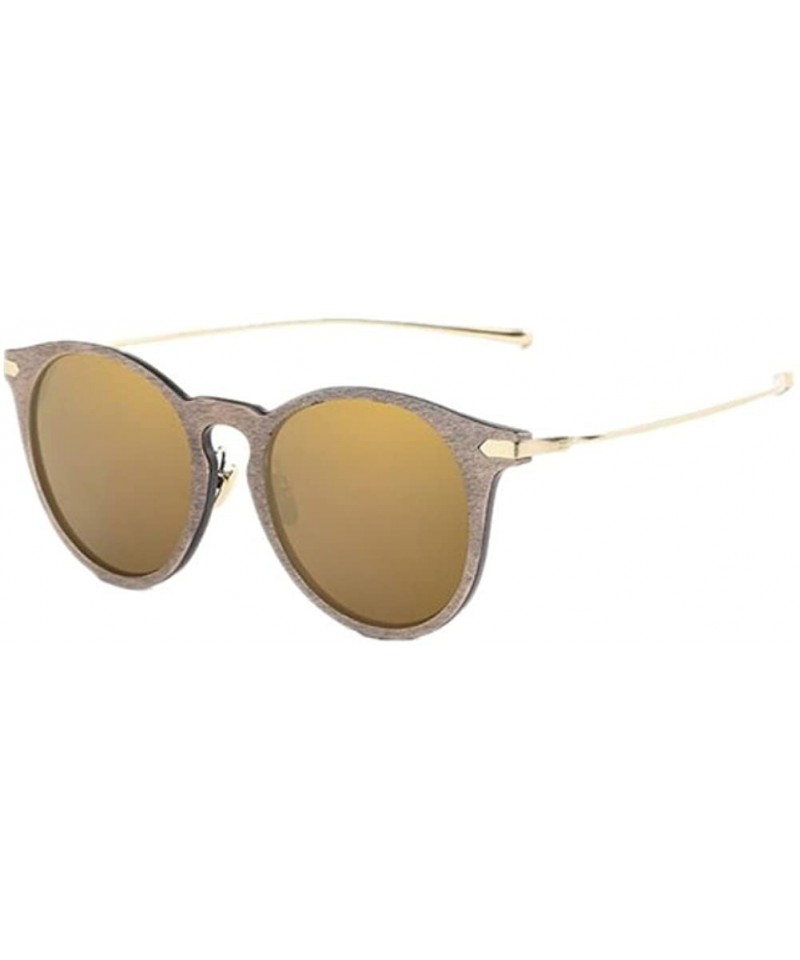Rimless Women Retro Vintage UV400 Sunglasses Wood Grain Alloy Frame Sun Glasses - Brown - CI17AAM53CL $7.94