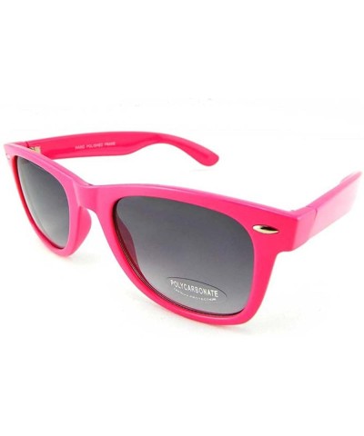 Wayfarer New Promotional Budget Wayfarer Retro Sunglasses - Neon Pastel with Grey Lens - Pink - C211F4HLXAL $9.67