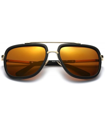 Aviator Fashion Oversized Polarized Sunglasses Square - Orange - C218AS4GHZC $30.12
