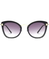 Cat Eye Women's Fashion Retro Metal Plastic Round Frame Cat Eye Sunglasses - Black Gray A1 - C718W8G962W $21.82