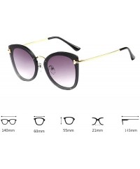 Cat Eye Women's Fashion Retro Metal Plastic Round Frame Cat Eye Sunglasses - Black Gray A1 - C718W8G962W $21.82