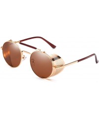 Shield Steampunk Windproof Sunglasses Protection Personality - Golden/Tea - C918T9O9S2H $30.91