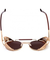 Shield Steampunk Windproof Sunglasses Protection Personality - Golden/Tea - C918T9O9S2H $30.91