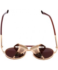 Shield Steampunk Windproof Sunglasses Protection Personality - Golden/Tea - C918T9O9S2H $30.91