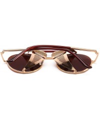 Shield Steampunk Windproof Sunglasses Protection Personality - Golden/Tea - C918T9O9S2H $16.09