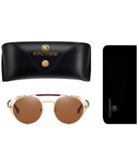 Shield Steampunk Windproof Sunglasses Protection Personality - Golden/Tea - C918T9O9S2H $30.91