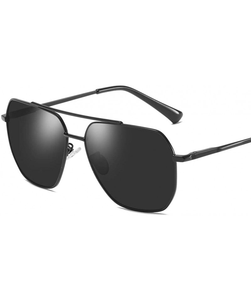 Square Square Pilot Polarized Sunglasses for Men Driving UV400 Protection - Matte Black Grey - C618O549YHM $9.74