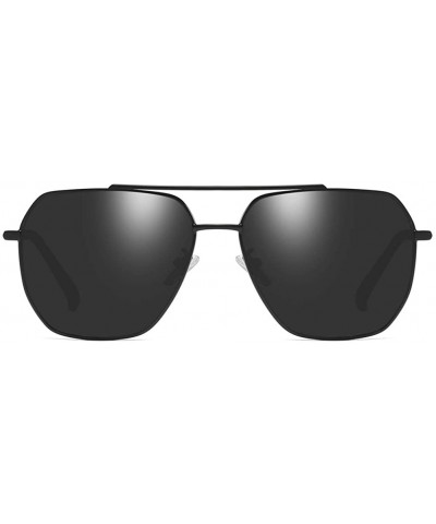 Square Square Pilot Polarized Sunglasses for Men Driving UV400 Protection - Matte Black Grey - C618O549YHM $9.74