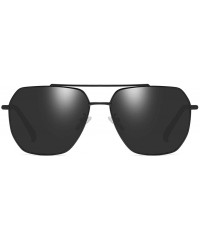 Square Square Pilot Polarized Sunglasses for Men Driving UV400 Protection - Matte Black Grey - C618O549YHM $9.74