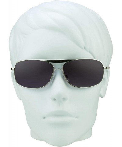 Square Aviator Bifocal Sunglasses Readers for Men and Women Nearly Invisible Reading Magnification Line - Silver - CV11FU0WSI...