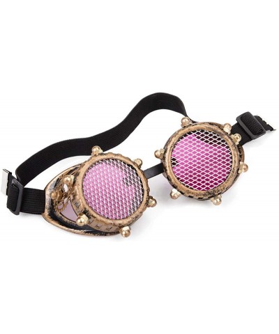 Goggle Steampunk Glasses Rave Retro Vintage Spikes Goggles Cosplay Halloween - Vintage Gold - C818HSWSLGT $17.29