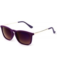 Square "Bonna" Womens Round Suede Material Stlyish Fashion Sunglasses - Purple - CU127Y3GNXF $19.14