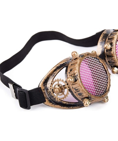 Goggle Steampunk Glasses Rave Retro Vintage Spikes Goggles Cosplay Halloween - Vintage Gold - C818HSWSLGT $9.48