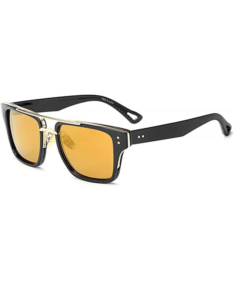 Square Retro Sunglasses For Men Women Vintage Square Designer Sun Glasses UV400 Protection 8041 - Black/Gold - CI19483M2S6 $1...