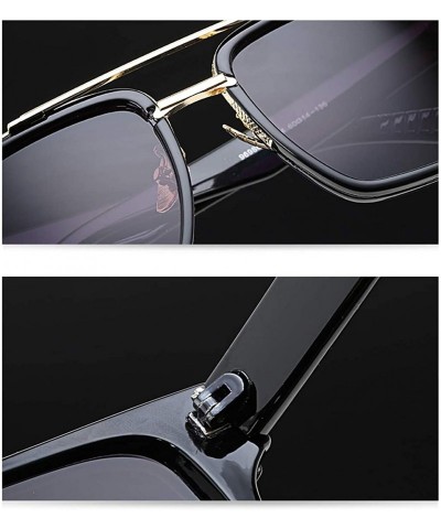 Square Retro Sunglasses For Men Women Vintage Square Designer Sun Glasses UV400 Protection 8041 - Black/Gold - CI19483M2S6 $8.58