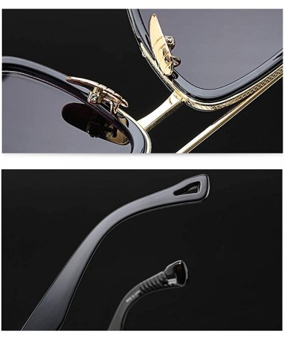 Square Retro Sunglasses For Men Women Vintage Square Designer Sun Glasses UV400 Protection 8041 - Black/Gold - CI19483M2S6 $8.58