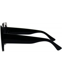 Rectangular Stripe Glitter Pop Color Retro Thick Plastic Rectangular Mod Sunglasses - All Black - CT18G4WYCNR $13.48