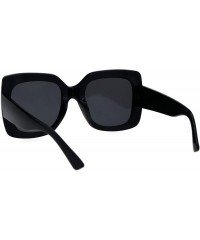 Rectangular Stripe Glitter Pop Color Retro Thick Plastic Rectangular Mod Sunglasses - All Black - CT18G4WYCNR $13.48