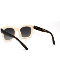 Rectangular Womens Thick Plastic Horn Boyfriend Style Hipster Sunglasses - Beige Tortoise Smoke - CI196QW2TCT $11.76