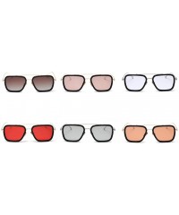 Square Men Square Sunglasses Polarized Driving Glasses Men Half Metal Female Flat Top Sun Glasses - Gold With Red - CR18AQTDQ...