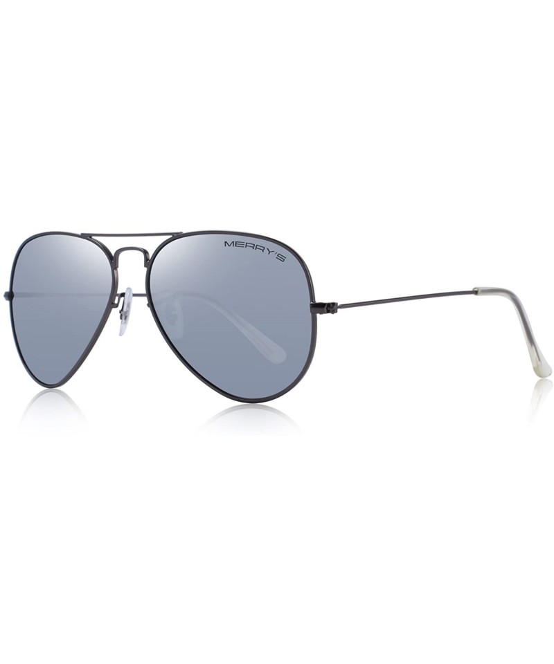 Square Classic Men Polarized sunglass Pilot Sunglasses for Women 58mm S8025 - Gray&silver - CO18DLXLT44 $14.25