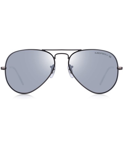 Square Classic Men Polarized sunglass Pilot Sunglasses for Women 58mm S8025 - Gray&silver - CO18DLXLT44 $14.25