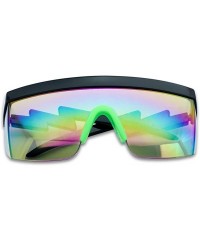 Goggle 80's Neon Semi Rimless Style Retro Rainbow Mirrored Transparent Lens ZigZag Sunglasses - C018DASIW3H $21.71