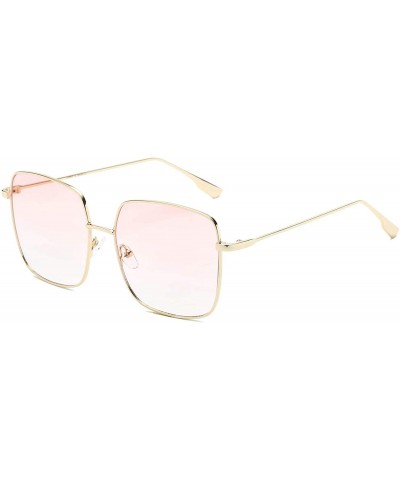 Goggle Women Fashion Metal Classic Square Flat Lens UV Protection Sunglasses - Pink - C218WSELG4W $36.42