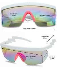 Goggle 80's Neon Semi Rimless Style Retro Rainbow Mirrored Transparent Lens ZigZag Sunglasses - C018DASIW3H $21.71