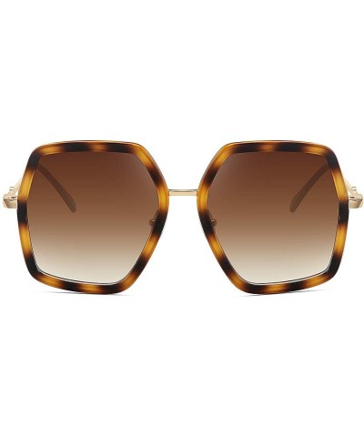 Square Oversized Big Fashion Sunglasses For Women Irregular Fashion Shades - Leopard - CO18S8RDHYS $11.94