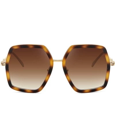 Square Oversized Big Fashion Sunglasses For Women Irregular Fashion Shades - Leopard - CO18S8RDHYS $23.58