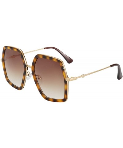 Square Oversized Big Fashion Sunglasses For Women Irregular Fashion Shades - Leopard - CO18S8RDHYS $11.94