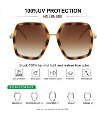 Square Oversized Big Fashion Sunglasses For Women Irregular Fashion Shades - Leopard - CO18S8RDHYS $11.94