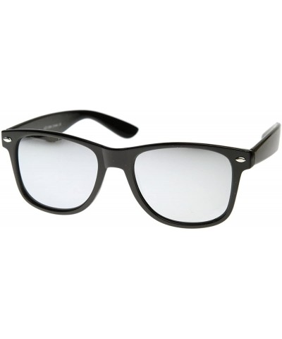 Wayfarer Classic Retro Fashion Horn Rimmed Style Sunglasses w/Fully Mirrored Lens (Black) - C0118UR1JKR $18.62
