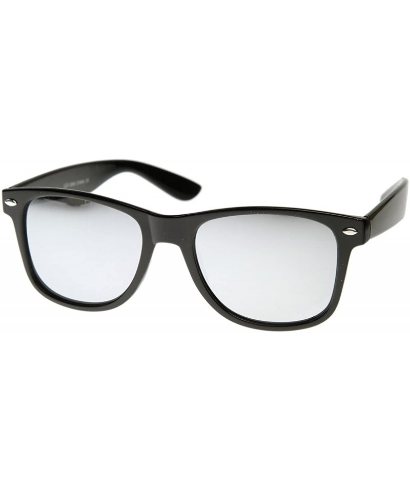 Wayfarer Classic Retro Fashion Horn Rimmed Style Sunglasses w/Fully Mirrored Lens (Black) - C0118UR1JKR $11.36