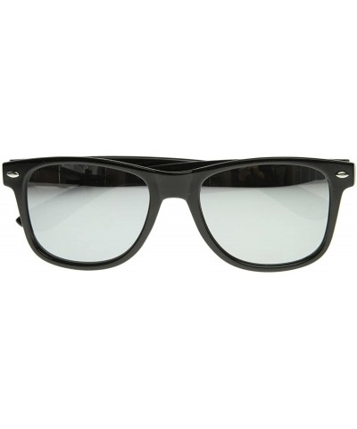 Wayfarer Classic Retro Fashion Horn Rimmed Style Sunglasses w/Fully Mirrored Lens (Black) - C0118UR1JKR $11.36