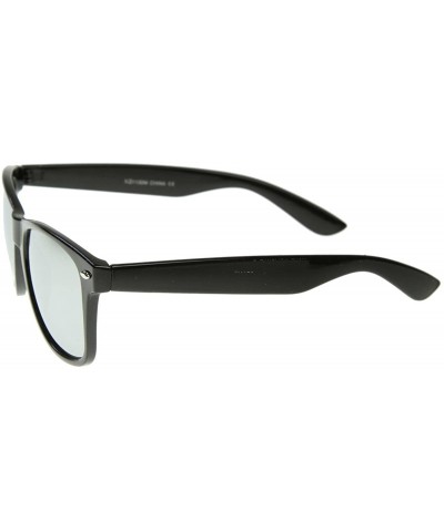 Wayfarer Classic Retro Fashion Horn Rimmed Style Sunglasses w/Fully Mirrored Lens (Black) - C0118UR1JKR $11.36