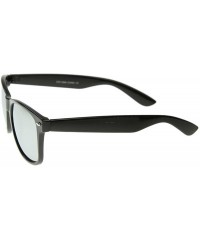 Wayfarer Classic Retro Fashion Horn Rimmed Style Sunglasses w/Fully Mirrored Lens (Black) - C0118UR1JKR $11.36