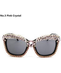 Square designer crystal sunglasses rhinestone fashion - Pink - CV18TKRXNR6 $19.38