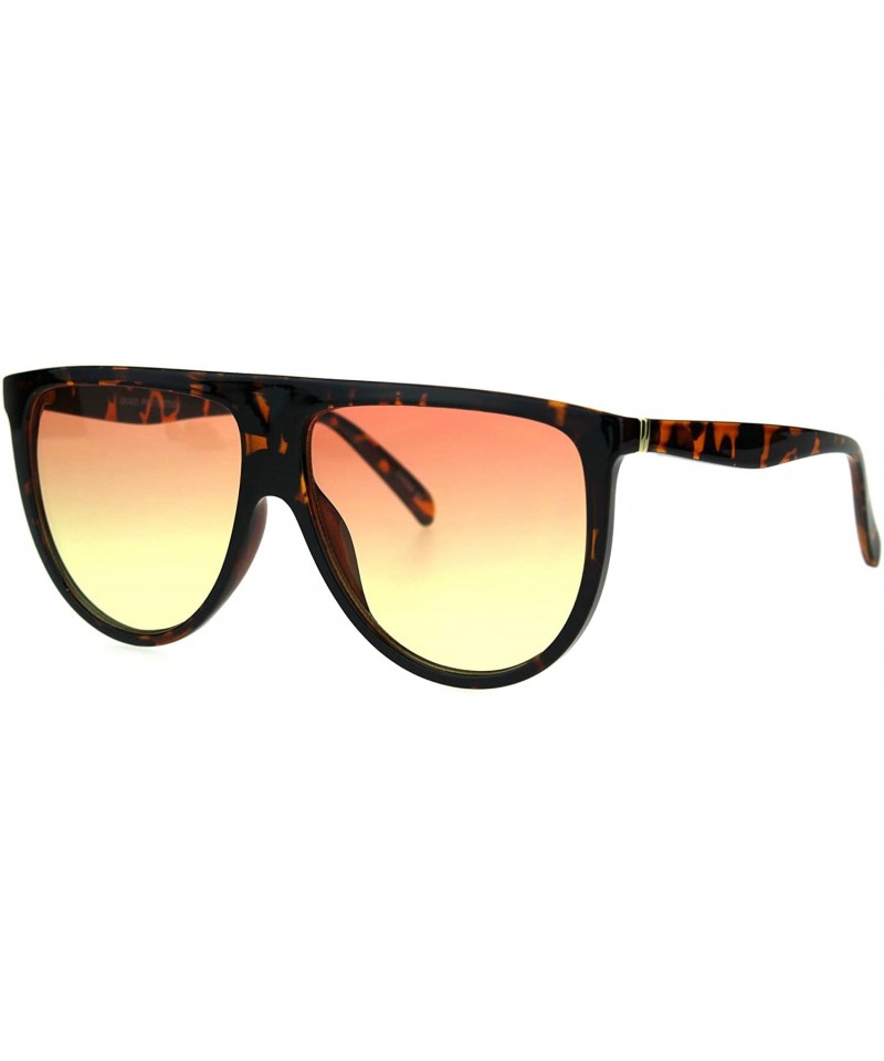 Oversized Oversize Thin Plastic Flat Top Mob Color Oceanic Gradient Lens Sunglasses - Tortoise Red Yellow - CE17AZA03XO $10.83