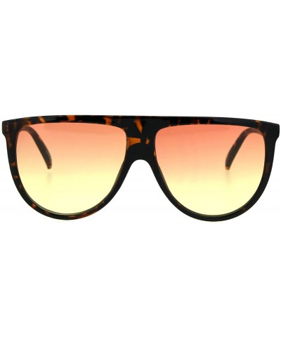 Oversized Oversize Thin Plastic Flat Top Mob Color Oceanic Gradient Lens Sunglasses - Tortoise Red Yellow - CE17AZA03XO $10.83