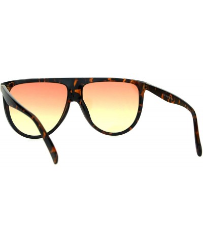 Oversized Oversize Thin Plastic Flat Top Mob Color Oceanic Gradient Lens Sunglasses - Tortoise Red Yellow - CE17AZA03XO $10.83