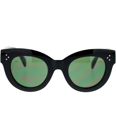Wayfarer Womens Thick Plastic Horn Rim Mod Chic Retro Cat Eye Sunglasses - Black Green - C711NJ2022T $10.89