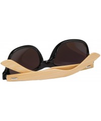 Wayfarer Unisex Wooden Bamboo Sunglasses Temples Classic Retro Designer 60mm - Black/Blue - CD12EMXXH39 $9.85